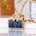 Jeweled Leopard Handbag Keychains in Blue Burgundy and Purple with Braided Loops view 8
