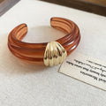Resin Open Cuff Bracelet Gold Shell Accent Four Colors view 9