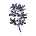 Blue Red and Purple Crystal Floral Branch Metal Brooch Pin view 7