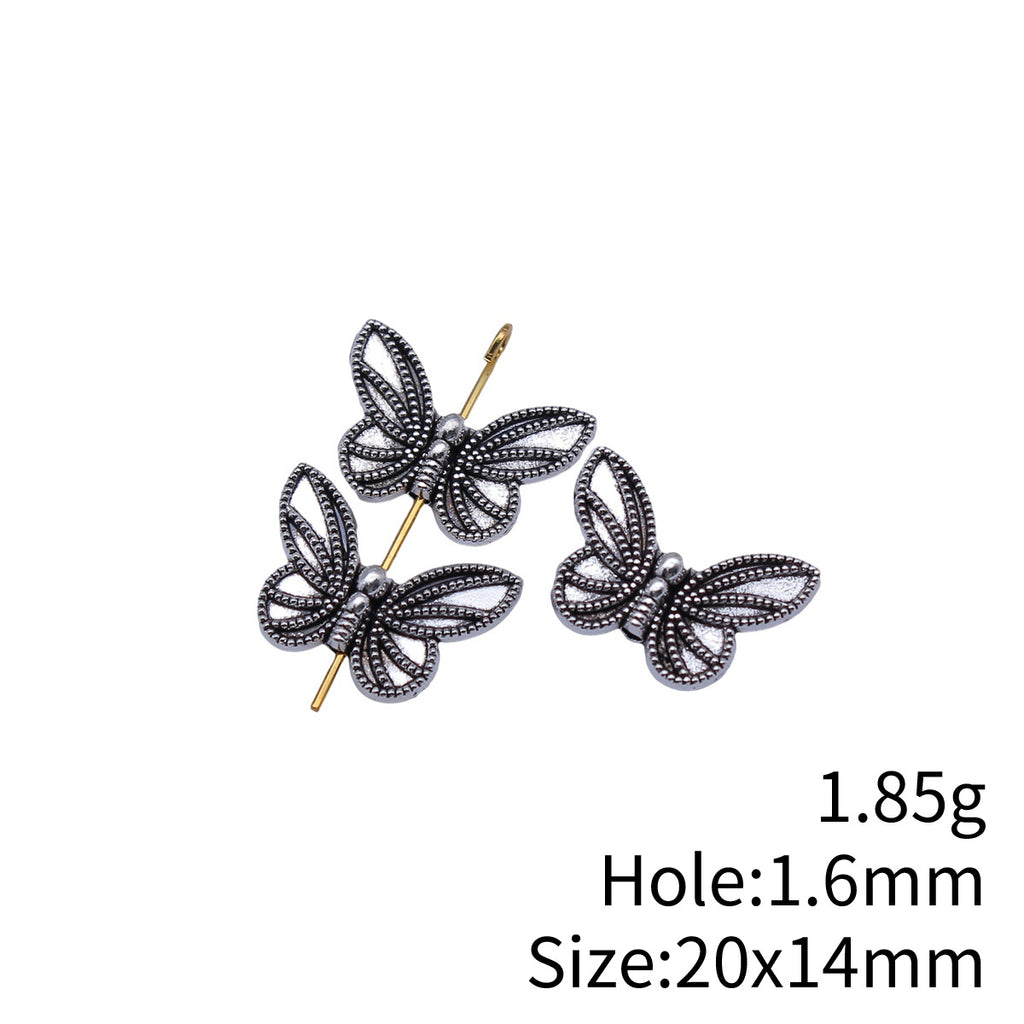 20x14mm 1.85g Antique Silver Zinc Alloy Butterfly Small Hole Double Sided Beads for Bracelet Necklace DIY Making