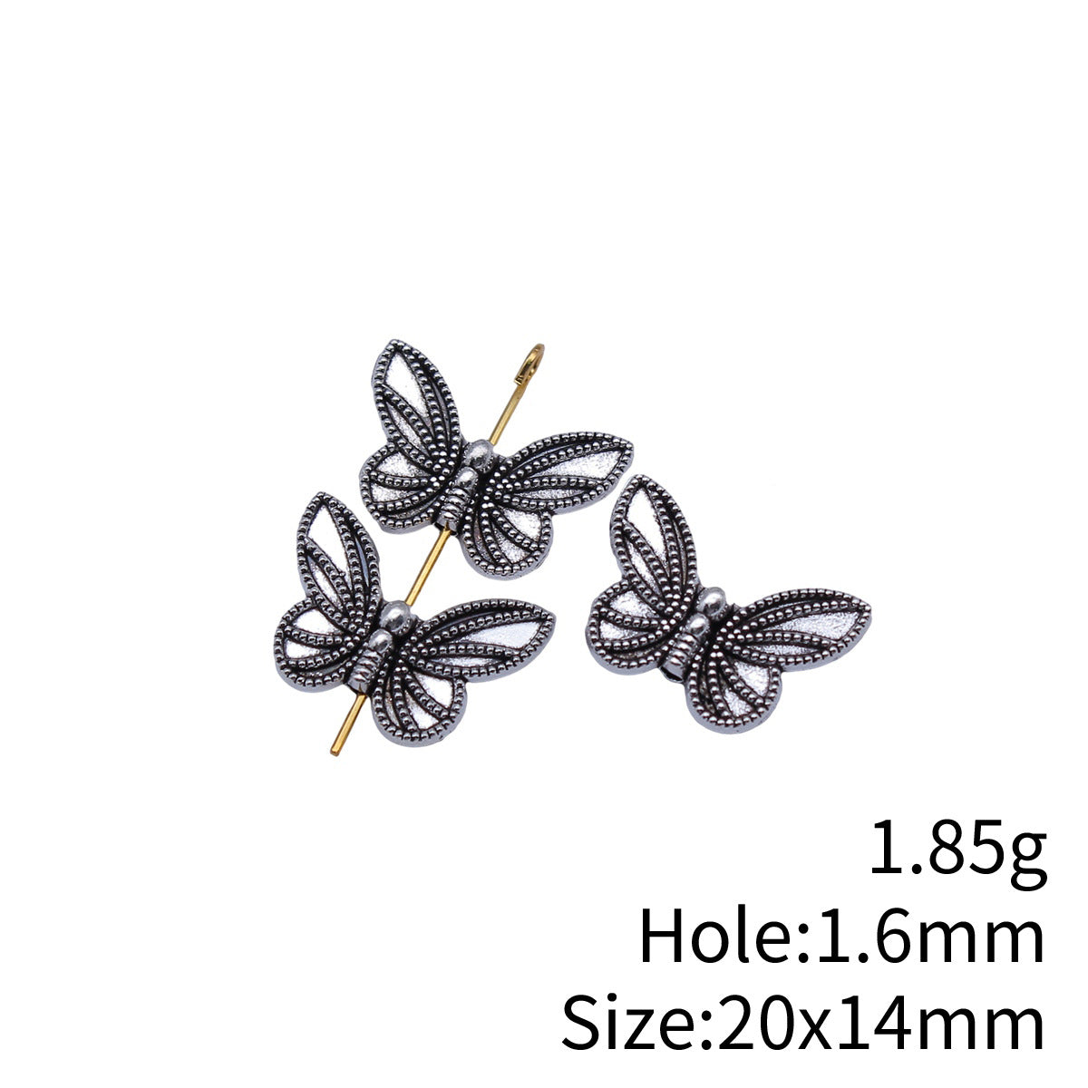20x14mm 1.85g Antique Silver Zinc Alloy Butterfly Small Hole Double Sided Beads for Bracelet Necklace DIY Making
