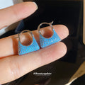Blue Square Crystal Earrings in Three Designs With Decorative Details view 3