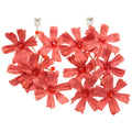 Red Fabric Flower Cascade Earrings In Clip And Stud Styles view 5