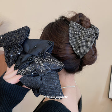 Black Triangle Hair Claw Clips Rhinestone Sequin Styles