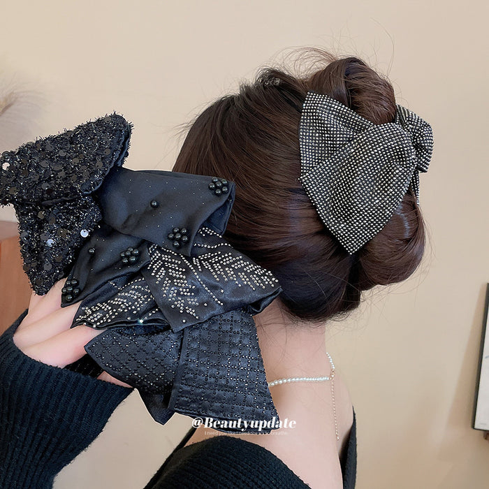 Black Triangle Hair Claw Clips Rhinestone Sequin Styles