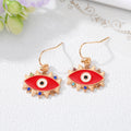 Gold Tone Colorful Enamel Lash Evil Eye Hook Earrings view 4