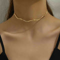 Gold Geometric Pearl Torque Necklace Wave Choker Pair view 7