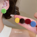 Round Flocked Fabric Stud Earrings In Four Colors For Distinctive Statement Styling view 2