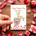 Valentine Heart Rose Enamel Lobster Clasp Keychain Charm view 6