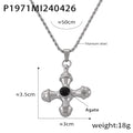 Gold Silver Cross Pendant Necklaces With Center Stone view 9