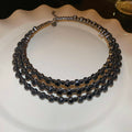 Triple Layer Crystal Rhinestone Bezel Choker Necklace view 7