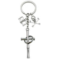 Silver Tone Cross Bat Skull and Book Keychains with Metal Hardware view 5