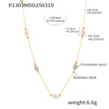 Gold Stainless Steel Freshwater Pearl Station Necklace view 6