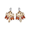 Multicolor Crystal Leaf Drop Earrings With Silver-Tone Settings view 5