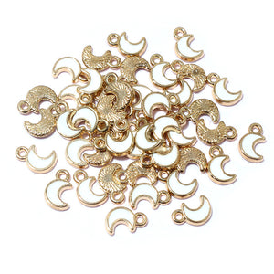 Antique Bronze Tone Crescent Moon Metal Charm Pendants