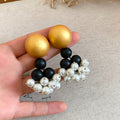 Geometric Wood Bead Dangle Earrings in Two Colorways view 6