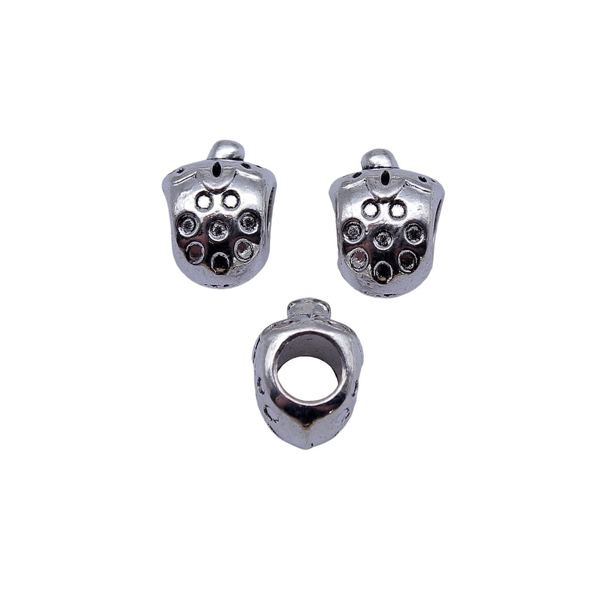 11.6x8.7x8.4mm 1.9g Antique Silver Zinc Alloy Strawberry Large Hole Spacer Beads for Handmade Jewelry Making
