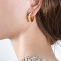 Faux Pearl Lined C Hoop Earrings Gold Steel Tone Pair view 6