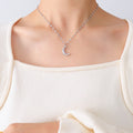 Textured Crescent Moon Pendant Necklace Gold And Steel view 6