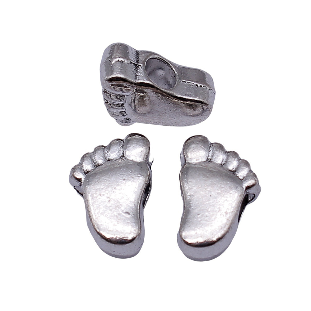 16x11x7.2mm 4.2g Antique Silver Zinc Alloy Footprint Shape Large Hole Double Sided Beads for Bracelet Jewelry Making