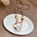 Red And Brown Beaded Layered Cord Necklace Jewelry Design view 4