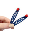 Navy Blue BB Snap Hair Clip Red Heart Tip One Style view 5