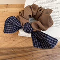 Fabric Scrunchie Bow Hair Ties Plaid Polka 4 Styles view 8