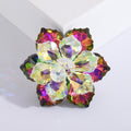 Crystal Layered Flower Brooch in Eight Color Options view 12