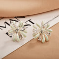 Pearlescent Petal Flower Studs with Clear Teardrop Stones view 6