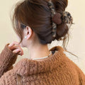 Leopard Fuzzy Claw Clip Brown Flocked Heart Accent view 2