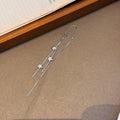 Silver Tone Star Chain Threader Long Dangle Earrings view 4