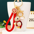 Jeweled Fortune Rabbit Keychains in Five Colors and Fifteen Loop Configurations view 7
