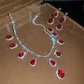 Teardrop Rhinestone Necklace Drop Earrings Court Style Set view 8