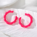 Matte Scalloped C-Shape Hoop Stud Earrings 11 Colors view 10
