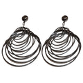 Layered Metal Circle Statement Drop Earrings in Two Tones view 5