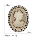 Cameo Lady Profile Brooch Crystal Bezel Gold Silver view 5