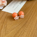 Silver Multilayer Colorful Flower Necklace Orange Ball Studs view 7