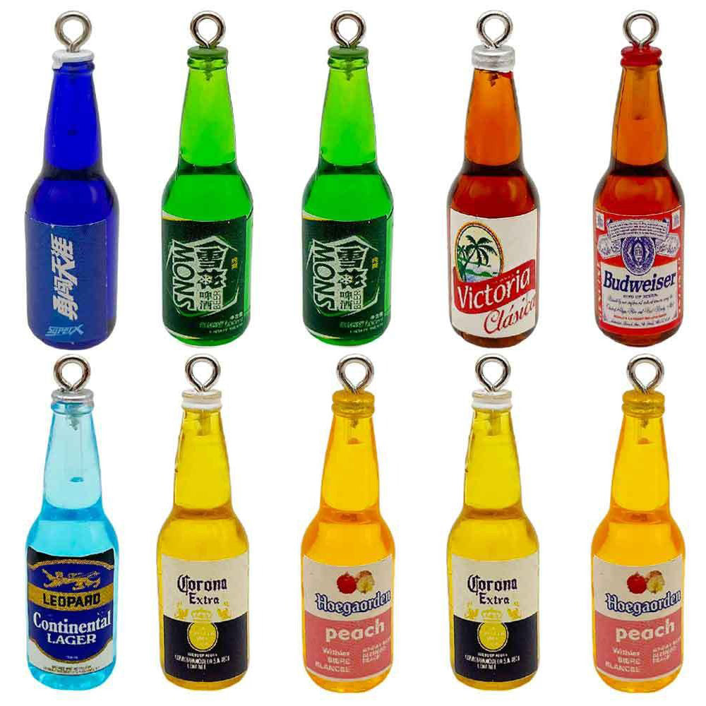 Acrylic Mini Beer Bottle Charm Pendant for DIY Keychain Necklace Earrings Making