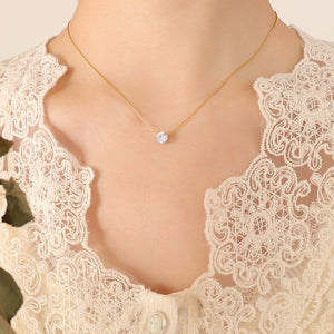 Gold Single Round Zircon Solitaire Pendant Necklace