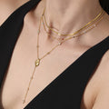 Heart Cross Y-Lariat Necklace Zircon Accents Stainless Steel view 2