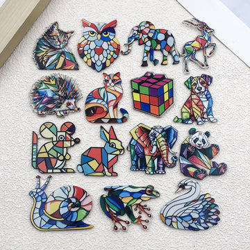 Colorful Cat and Elephant Glossy Charms with 16 Listed Options
