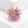 Layered Five Petal Flower Brooch With Crystal Center in Four Colors view 9
