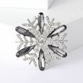 Snowflake Crystal Rhinestone Brooch Green Coffee Grey Black Pin view 9