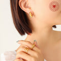 Chunky C-Hoop Earrings Faux Pearl Zircon Gold Steel view 3