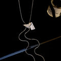 Silver Triangle Slider Necklace Rhinestone Pull Through view 6