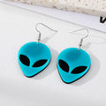 Silver Tone Fluorescent Acrylic Alien Head Hook Earrings in Five Colors view 5
