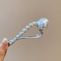 Silver Pearl Geometric Twist Hair Clip Large Pearl view 6