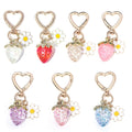 Resin Strawberry Charm Keychain with Heart Clasp and Daisy Rabbit Charms view 5