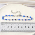Silver Tone Linked Blue Evil Eye Chain Bracelet with Extension view 3