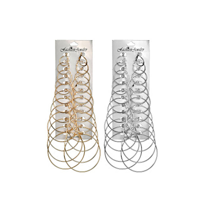 Gold and Silver Twelve-Pair Graduated Large Hoop Sets